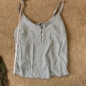 XS Old Navy spaghetti strapped striped tank top with four button ups.